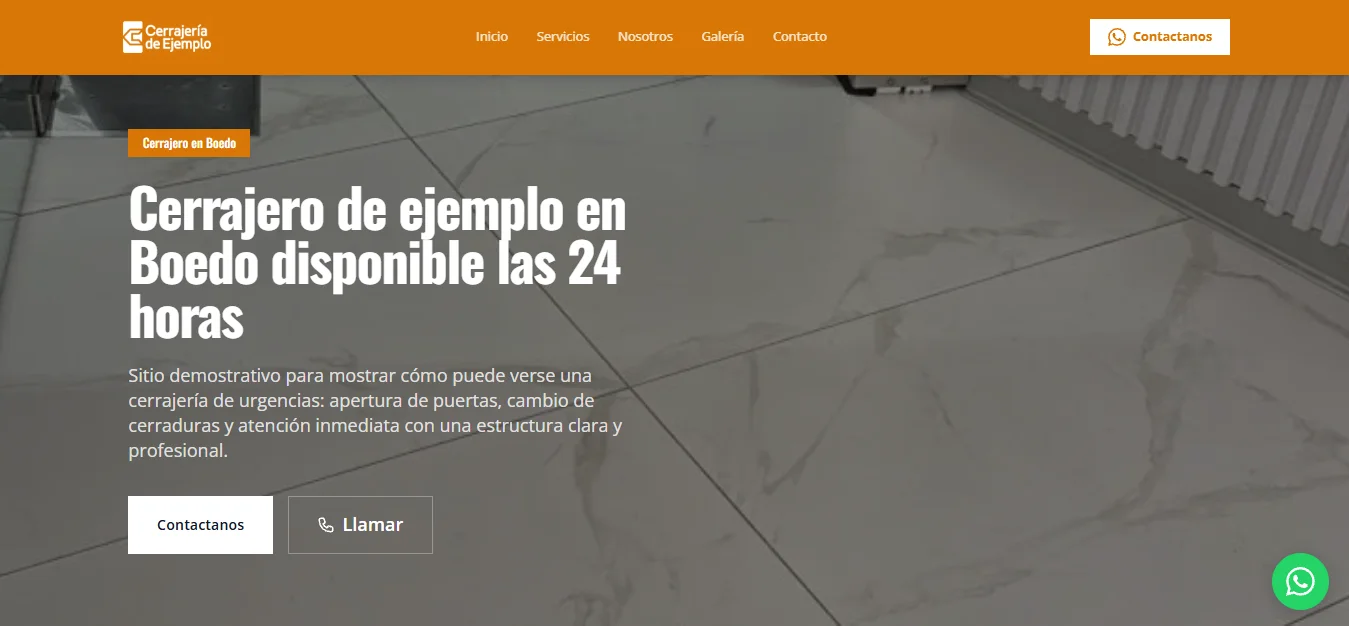 Captura de web de cerrajería